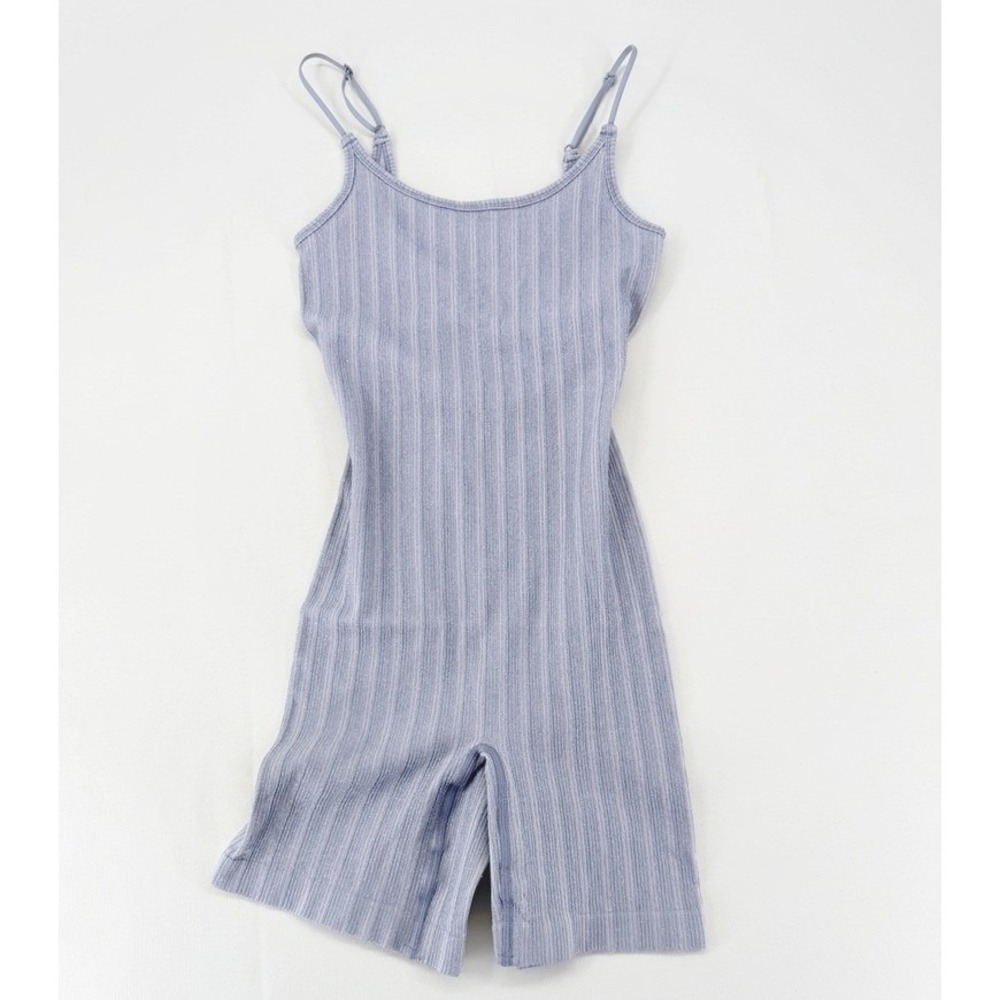 NEW Noisy May Unitard Lurex Deep Back Ribbedβ Metallic Romper S/M Silver NWT